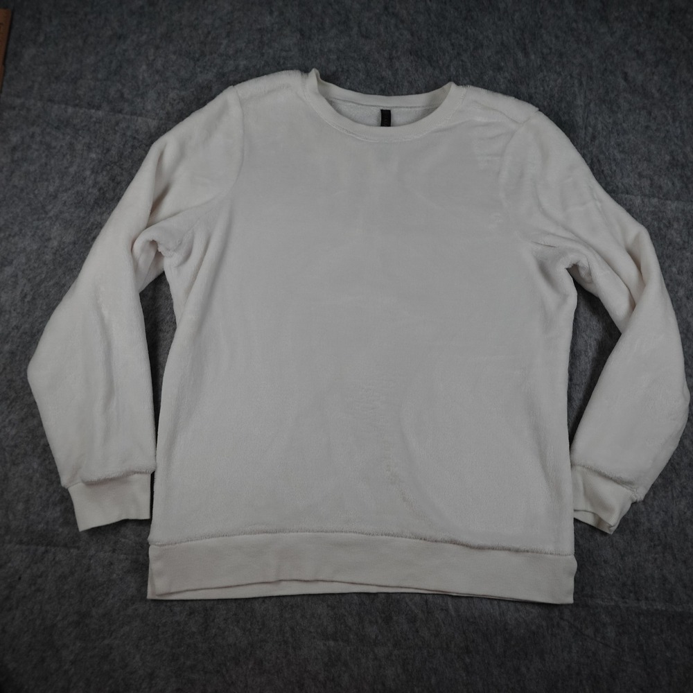 Gaiam Sweatshirt Women Extra Large White Sherpa Fleece Long Sleeve Crewneck‎